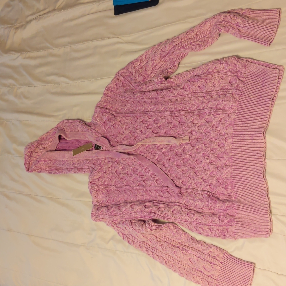 NWT J. Crew Hooded Cable-Knit Sweater